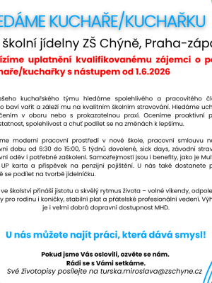 Pracovní nabídka – kuchař